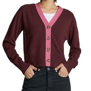 Everlane Cashmere The Way-High Jean Cardigan. Tawny Port Bubblegum. XXS #744 NWT